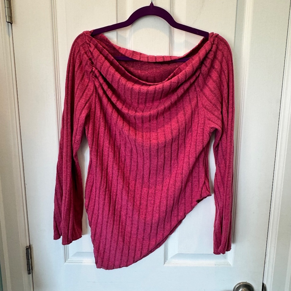 Shein Rose Soft Diagonal Top XL NWOT